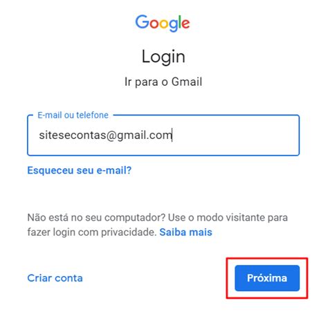 gmail.com entrar login e senha